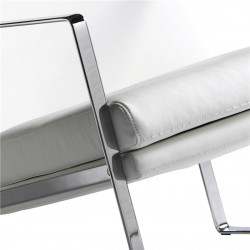 Fauteuil BRAW - Inox poli miroir & Cuir Blanc