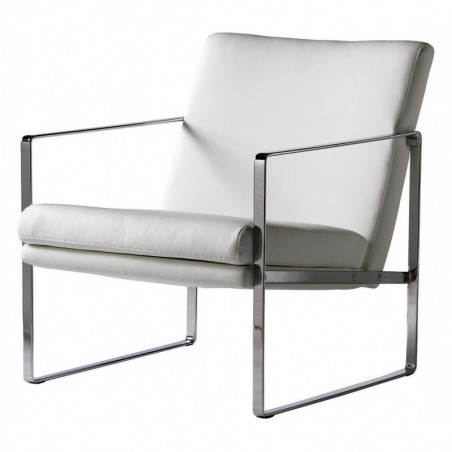 Fauteuil BRAW - Inox poli miroir & Cuir Blanc Fauteuil BRAW - Inox poli miroir & Cuir Blanc