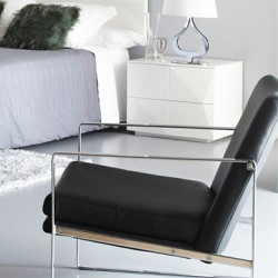 Fauteuil BRAW - Inox poli miroir & Cuir Noir