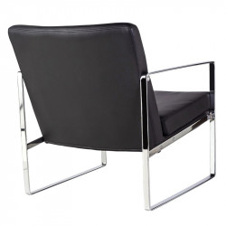 Fauteuil BRAW - Inox poli miroir & Cuir Noir