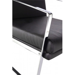Fauteuil BRAW - Inox poli miroir & Cuir Noir
