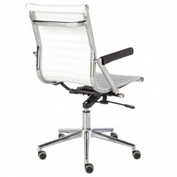 Fauteuil de bureau ALIAS - Inox & Cuir Blanc