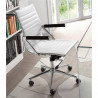Fauteuil de bureau ALIAS - Inox & Cuir Blanc