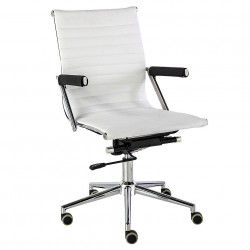 Fauteuil de bureau ALIAS - Inox & Cuir Blanc