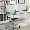 Fauteuil de bureau ALIAS - Inox & Cuir Blanc