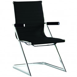 Fauteuil visiteur ALIAS - Inox & Cuir Blanc