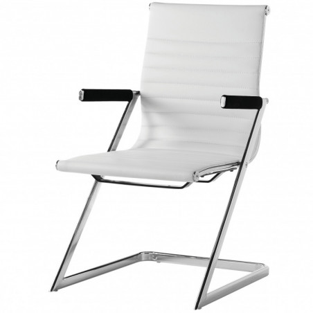 Fauteuil visiteur ALIAS - Inox & Cuir Blanc Fauteuil visiteur ALIAS - Inox & Cuir Blanc