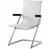 Fauteuil visiteur ALIAS - Inox & Cuir Blanc