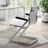 Fauteuil visiteur ALIAS - Inox & Cuir Blanc