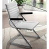Fauteuil visiteur ALIAS - Inox & Cuir Blanc