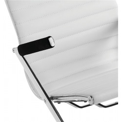 Fauteuil visiteur ALIAS - Inox & Cuir Blanc