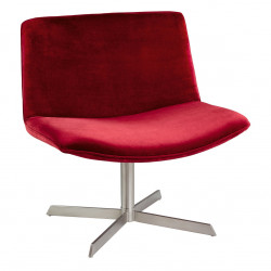 Fauteuil NOBU - Inox brossé & velours bordeaux