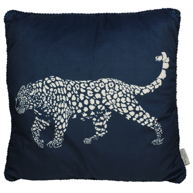Coussin velvet LEOPARD - 45x45 - Bleu