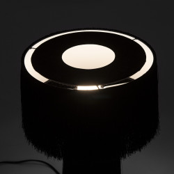 Lampe à poser TELLA - Toile & pampilles noires