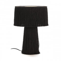 Lampe à poser TELLA - Toile & pampilles noires