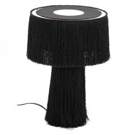 Lampe à poser TELLA - Toile & pampilles noires Lampe à poser TELLA - Toile & pampilles noires