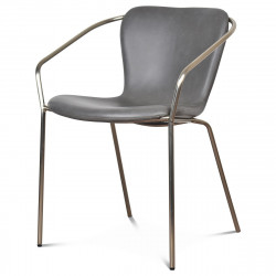 Fauteuil YOLA - Gris perle & acier satiné