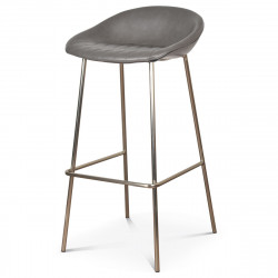 Chaise haute CHANCE - Gris perle & acier satiné