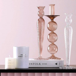 Bougeoir chandelier BACCA - Cristallin - 3 coloris au choix