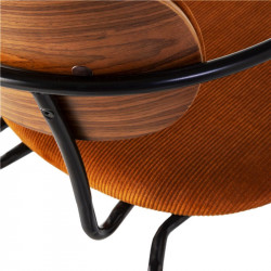 Chaise SCUELA à accoudoirs - Velours côtelé & bois de Noyer