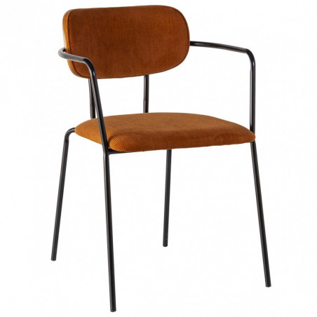 Chaise SCUELA à accoudoirs - Velours côtelé & bois de Noyer Chaise SCUELA à accoudoirs - Velours côtelé & bois de Noyer
