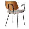 Chaise PERFY à accoudoirs - Toile damier & bois de Noyer