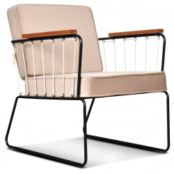 Fauteuil RIVIERA - Velours Taupe & Black iron