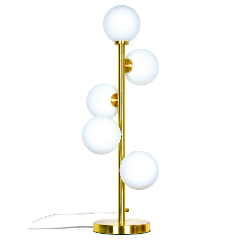 Lampe à poser GLOBUS multi - Laiton doré & Verre opalin