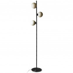 Lampadaire GLOBUS - Acier Black & Verre opalin