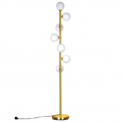 Lampadaire GLOBUS multi - Laiton doré & Verre opalin