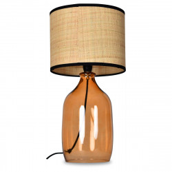 Lampe à poser AYLA - Verre ambré & Raphia naturel