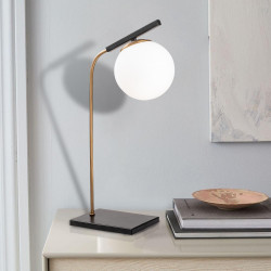 Lampe à poser GLOBUS Curve - Laiton patiné & Verre opalin