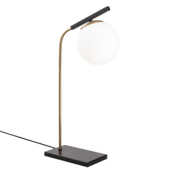Lampe à poser GLOBUS Curve - Laiton patiné & Verre opalin