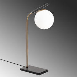 Lampe à poser GLOBUS Curve - Laiton patiné & Verre opalin