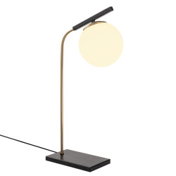 Lampe à poser GLOBUS Curve - Laiton patiné & Verre opalin