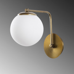 Applique GLOBUS Curve - Laiton patiné & Verre opalin