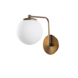 Applique GLOBUS Curve - Laiton patiné & Verre opalin