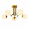 Suspension GLOBUS 5 globes Curve - Laiton patiné & Verre opalin