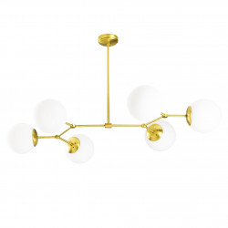Suspension GLOBUS 6 globes - Laiton satiné & Verre opalin