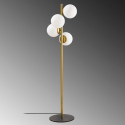 Lampadaire GLOBUS multi - Laiton doré & Verre opalin
