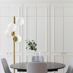 Lampadaire GLOBUS multi - Laiton doré & Verre opalin