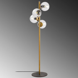 Lampadaire GLOBUS Quadro - Laiton patiné & Verre transparent