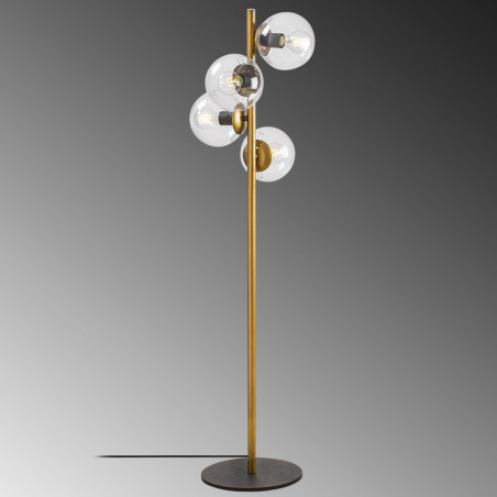 Lampadaire GLOBUS Quadro - Laiton patiné & Verre transparent Lampadaire GLOBUS Quadro - Laiton patiné & Verre transparent
