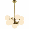 Suspension GLOBUS 5 globes Curve - Laiton patiné & Verre opalin