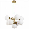Suspension GLOBUS 5 globes Curve - Laiton patiné & Verre opalin