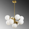 Suspension GLOBUS 5 globes Curve - Laiton patiné & Verre opalin