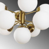 Suspension GLOBUS 5 globes Curve - Laiton patiné & Verre opalin