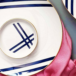 Set de 6 assiettes 10cm - VICTORY - Blanc & Bleu