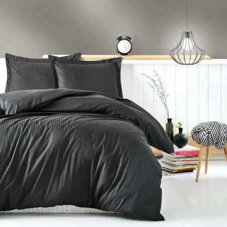 Parure de lit satin de coton STRIPY - 2 places - 240x260cm Parure de lit satin de coton STRIPY - 2 places - 240x260cm