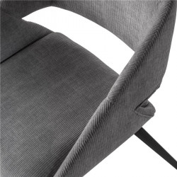 Chaise PERFY  - Velours côtelé & bois de Noyer